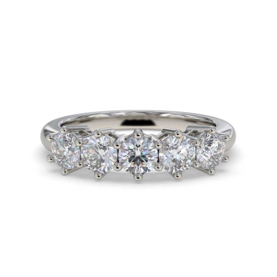 DHMT05103 5 Stone Round Diamond Half Eternity Ring