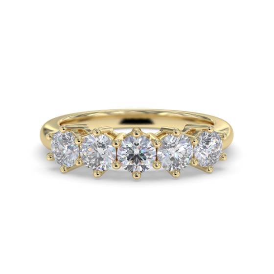 DHMT05103 5 Stone Round Diamond Half Eternity Ring
