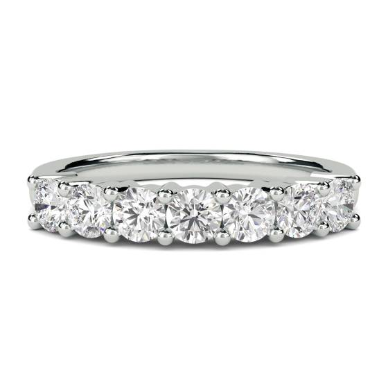 0.64ct VS/F-G 7 Stone Natural Round Diamond Half Eternity Ring in 18k White Gold