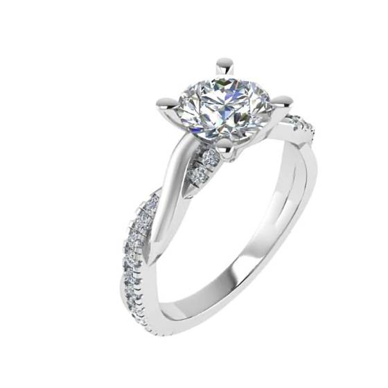 1.00ct VVS2/G Natural Round Diamond Shoulder Set Ring in Platinum