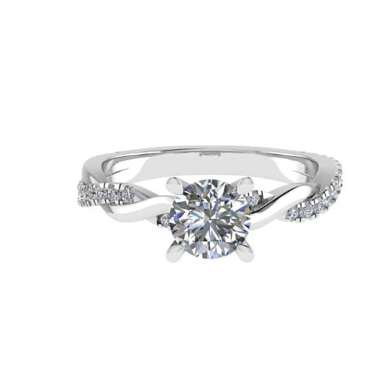 1.00ct VVS2/G Natural Round Diamond Shoulder Set Ring in Platinum