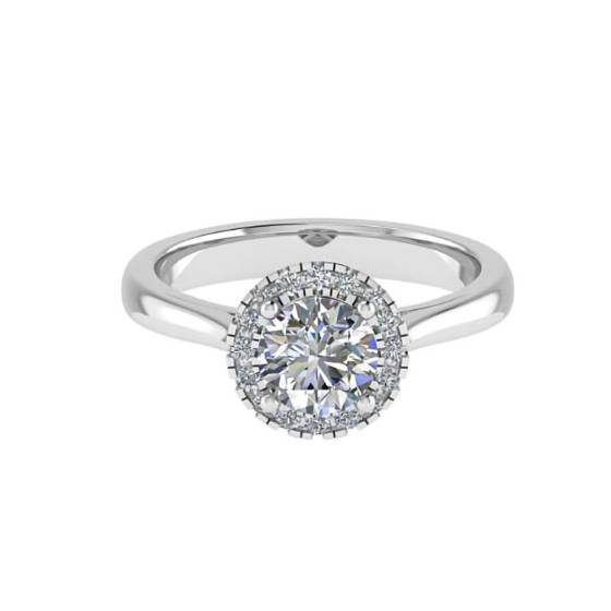 0.80ct SI2/E Natural Round Diamond Halo Ring in Platinum