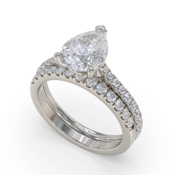 Pear Diamond Shoulder Set Ring