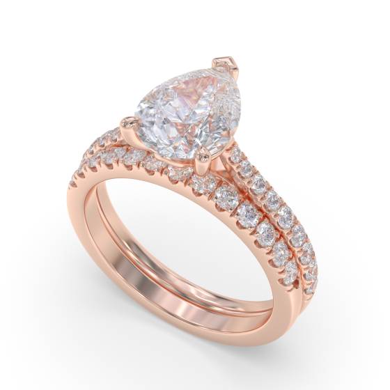 Pear Diamond Shoulder Set Ring