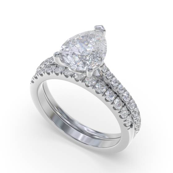 Pear Diamond Shoulder Set Ring