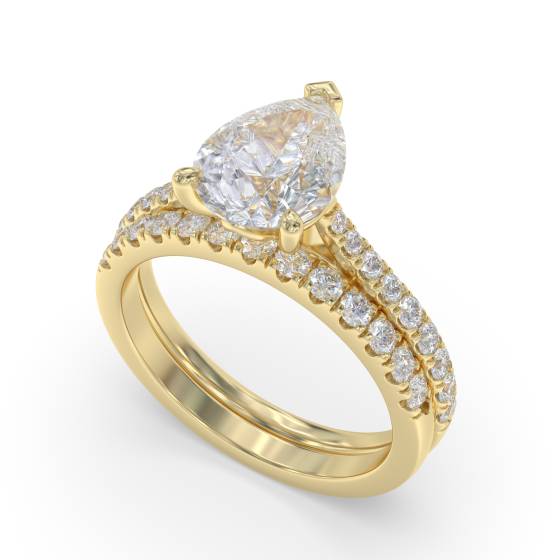 Pear Diamond Shoulder Set Ring