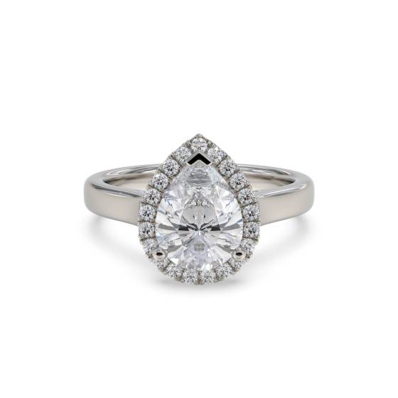 Pear Diamond Single Halo Ring