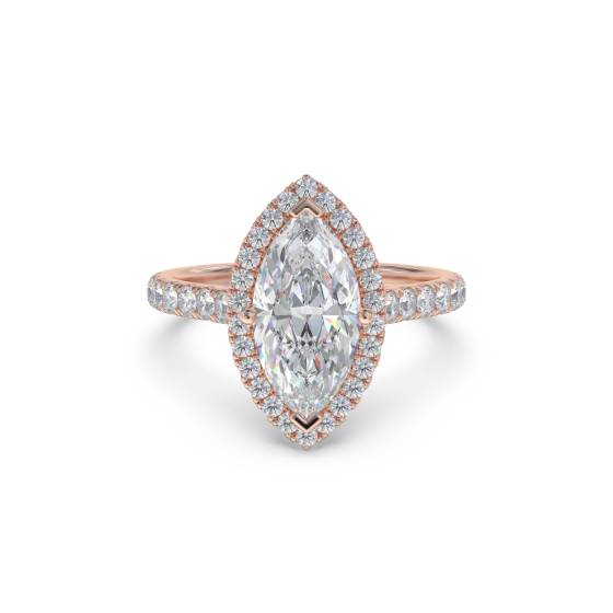 Marquise Diamond Single Halo Shoulder Set Ring