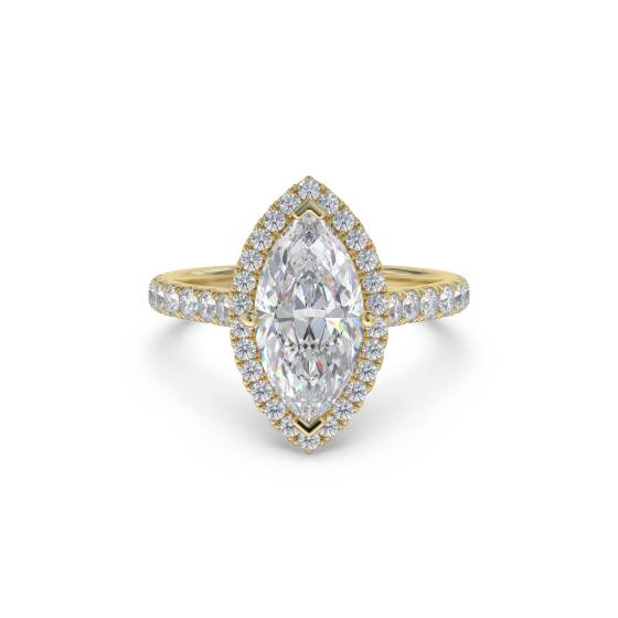 Marquise Diamond Single Halo Shoulder Set Ring