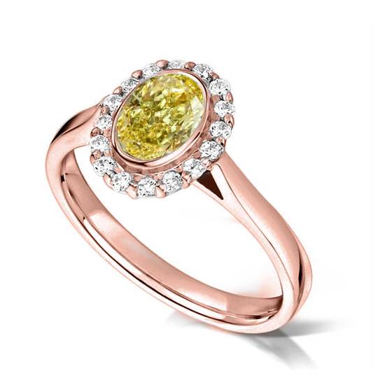 Fancy Yellow Oval Diamond Shoulder Set Ring