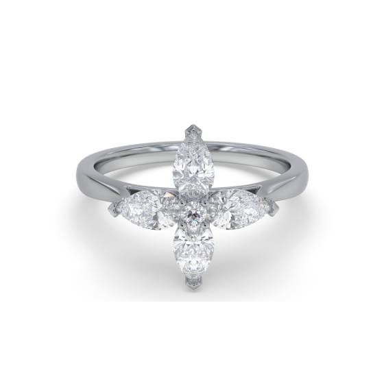 0.70ct Pear Diamond Flower Cluster Ring