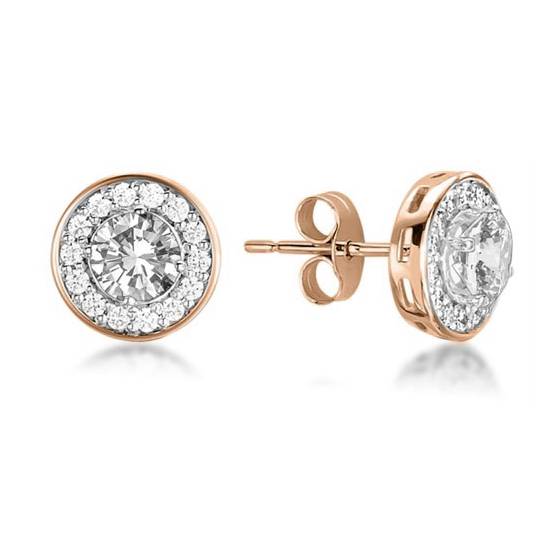 Round Diamond Single Halo Earrings