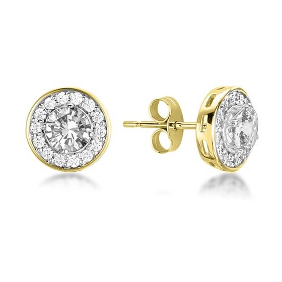 Round Diamond Single Halo Earrings
