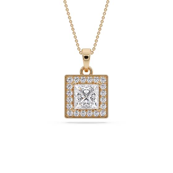 0.50ct Princess Diamond Single Halo Pendant