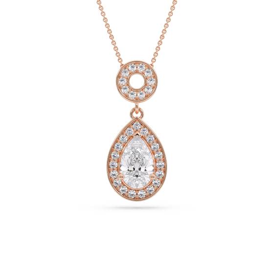 Pear Diamond Single Halo Pendant