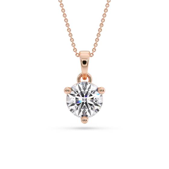 Three Prong Round Diamond Pendant