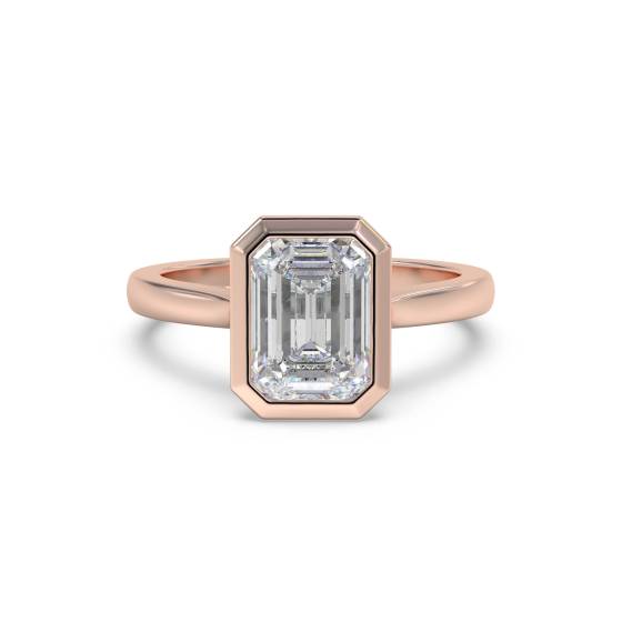 Elegant Emerald Diamond Bezel Set Engagement Ring