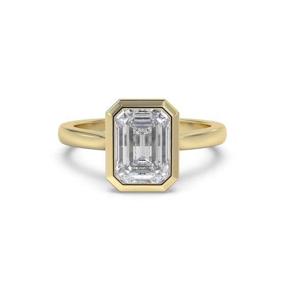 Elegant Emerald Diamond Bezel Set Engagement Ring