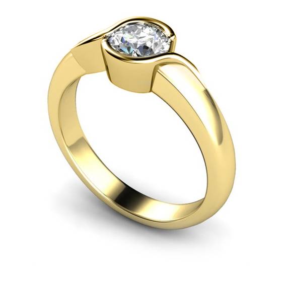 0.30ct I1/H Natural Round cut Diamond Solitaire Ring in 18k Yellow Gold