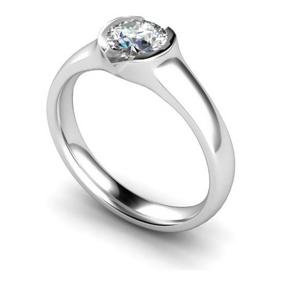 0.70ct SI2/H Natural Round Diamond Solitaire Ring in 18k White Gold