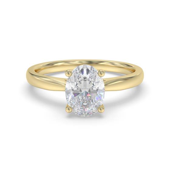 2.31ct VVS2/E Lab Grown Oval Diamond Solitaire Ring in 18k Yellow Gold