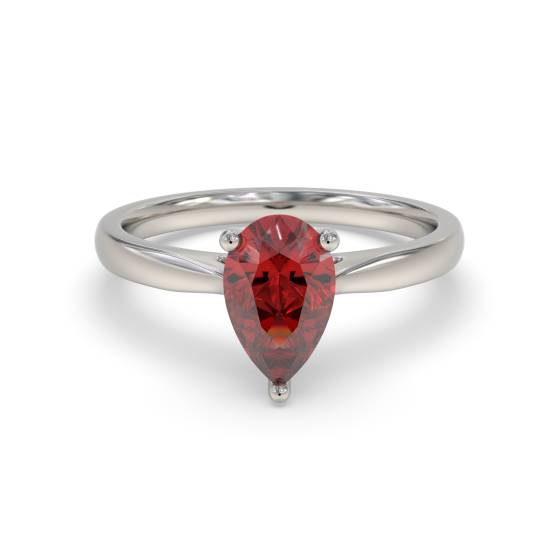 Classic Pear Ruby Solitaire Ring