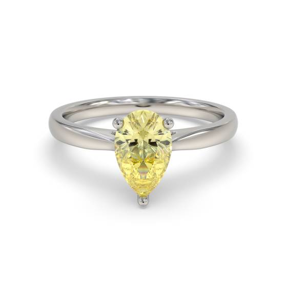 Fancy Yellow Pear Diamond Solitaire Ring