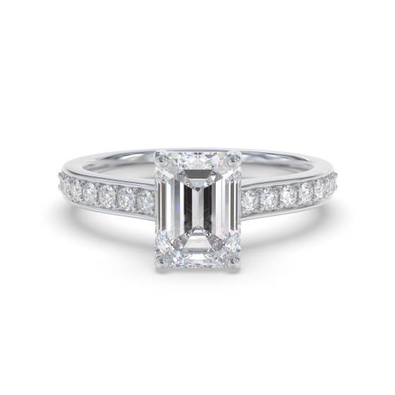 Emerald Diamond Shoulder Set Ring