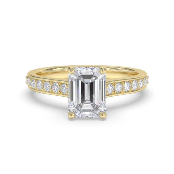 Emerald Diamond Shoulder Set Ring