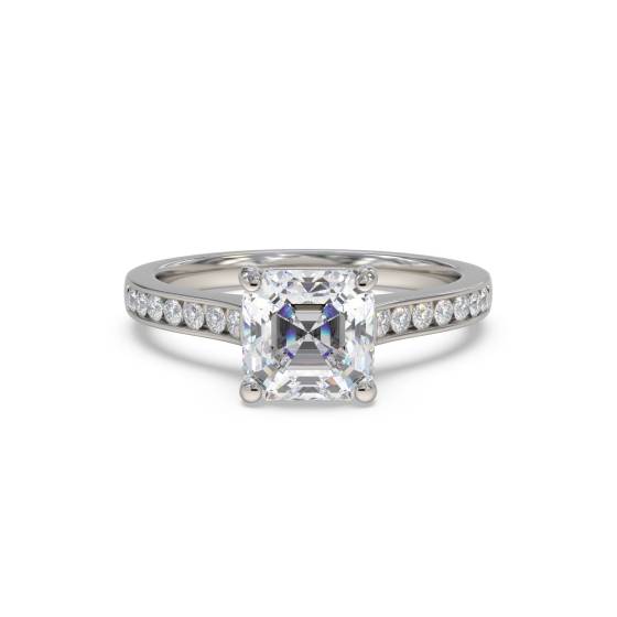 Asccher Diamond Shoulder Set Ring