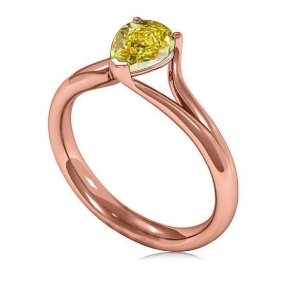 Fancy Yellow Pear Diamond Solitaire Ring