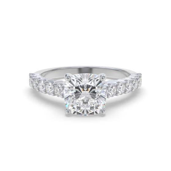 Cushion Diamond Shoulder Set Ring