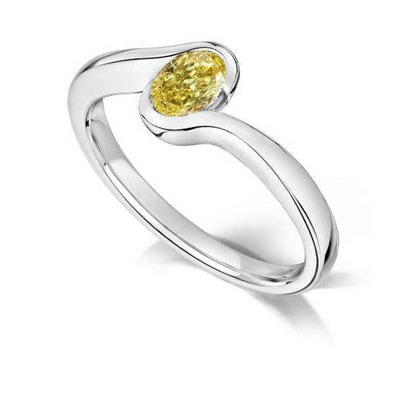 Fancy Yellow Oval Diamond Solitaire Ring