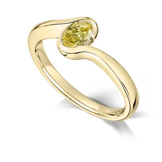 Fancy Yellow Oval Diamond Solitaire Ring