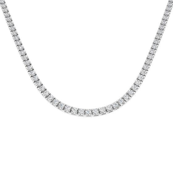9.48ct SI/F-G Natural Round Cut Diamond 18Inches Line Necklace in 18k White Gold