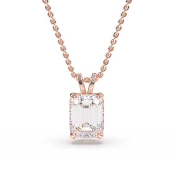 Emerald Diamond Halo Pendant