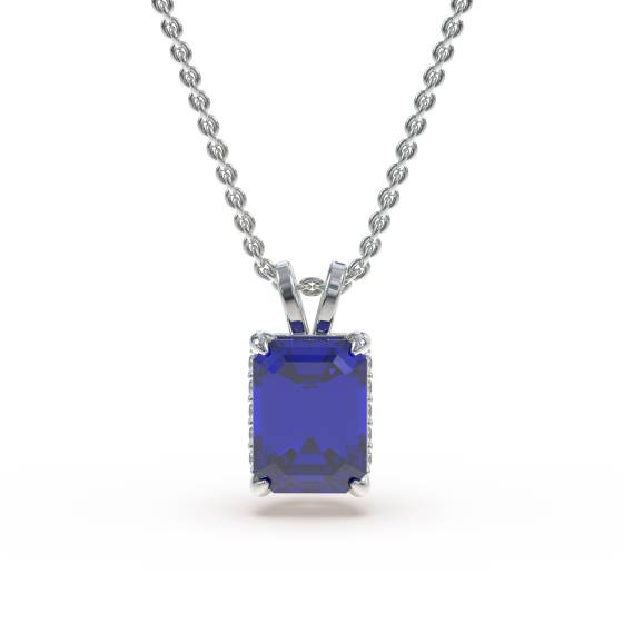 Emerald Blue Sapphire Diamond Pendant