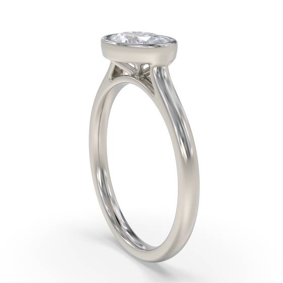 Oval Diamond Bezel Set East To West Solitaire Ring