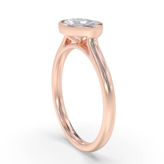 Oval Diamond Bezel Set East To West Solitaire Ring