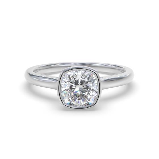 Cushion Diamond Bezel Set Ring