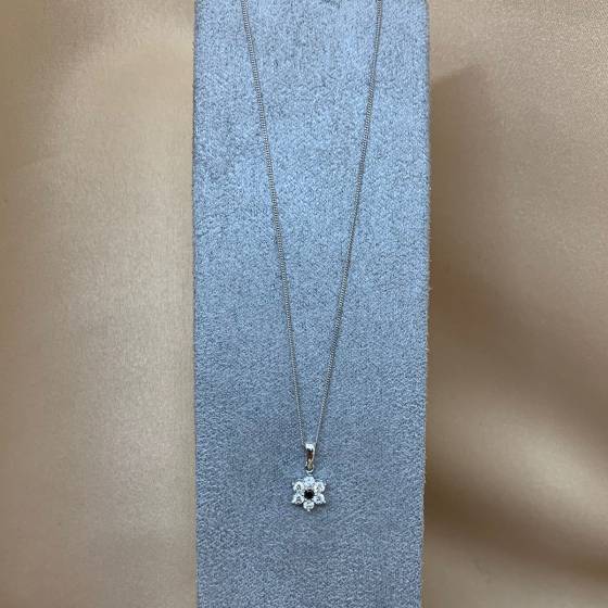 0.30ct Round Cut Black Diamond Pendant in 9k White Gold