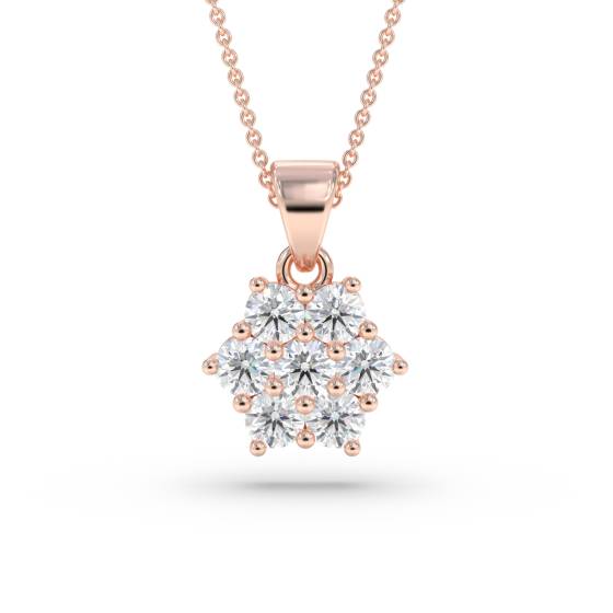 Round Diamond Cluster Flower Pendant