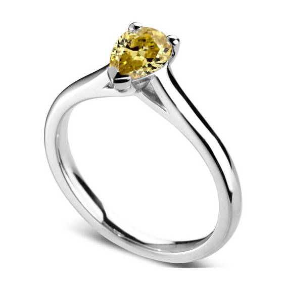0.30ct VS2 Natural Fancy Yellow Classic Natural Pear Diamond Engagement Ring in Platinum