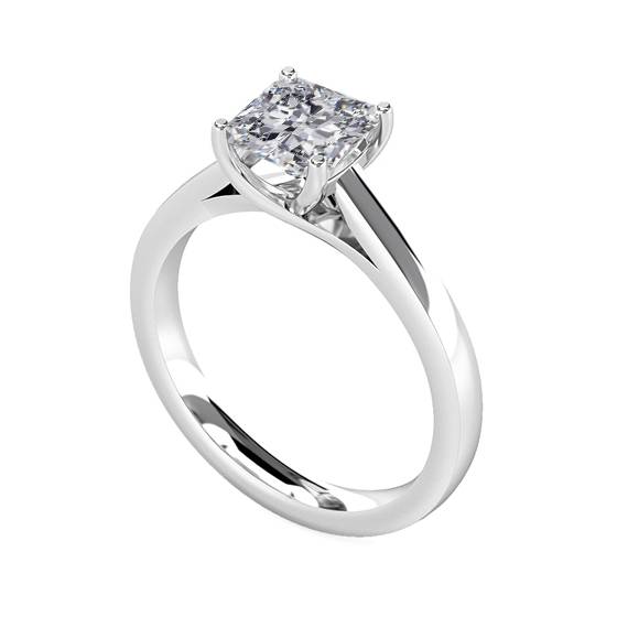 1.00ct I1/F Natural Radiant Diamond Engagement Ring in 18k White Gold