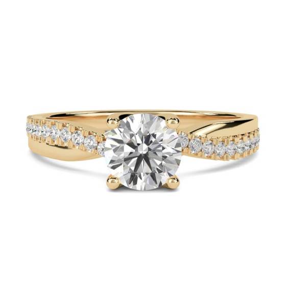 0.45ct SI2/F Round Cut Natural Diamond Shoulder Set Ring