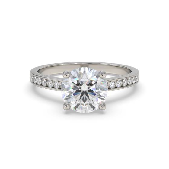 0.50ct SI/F Natural Round Cut Diamond Shoulder Set Ring in Platinum
