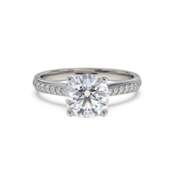 1.30ct SI2/F Natural Round Cut Diamond Shoulder Set Ring in Platinum