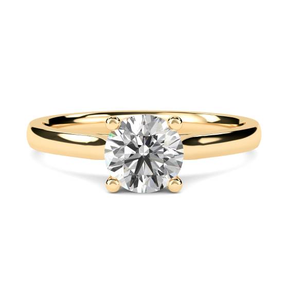 1.51ct VS2/I Natural Round Cut Diamond Solitaire Ring in 18k Yellow Gold