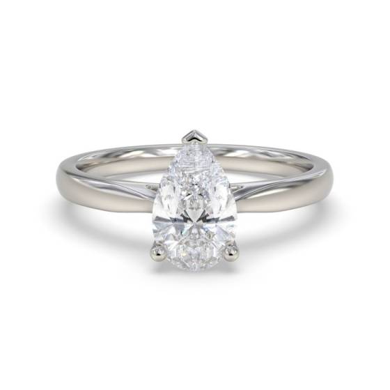 0.40ct VVS2/F Natural Pear Cut Diamond Solitaire Ring in Platinum