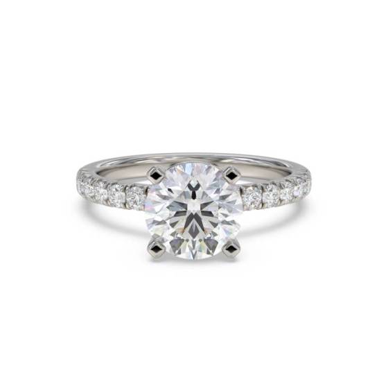 0.75ct I1/F Natural Round Cut Diamond Shoulder Set Ring in Platinum